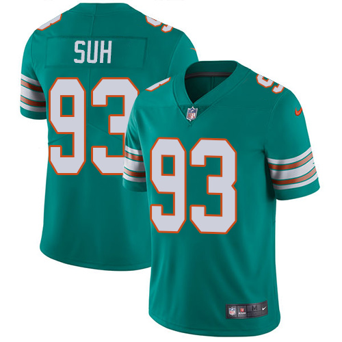 Nike Dolphins #93 Ndamukong Suh Aqua Green Alternate Men's Stitched NFL Vapor Untouchable Limited Jersey